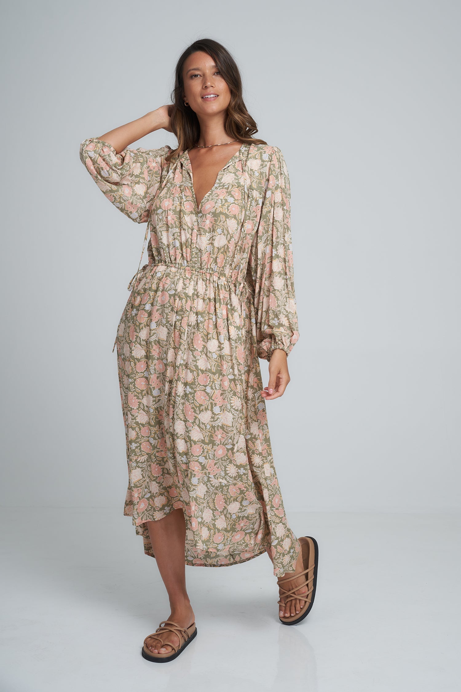 Kolo Dress - Rajasthan Peach/Khaki