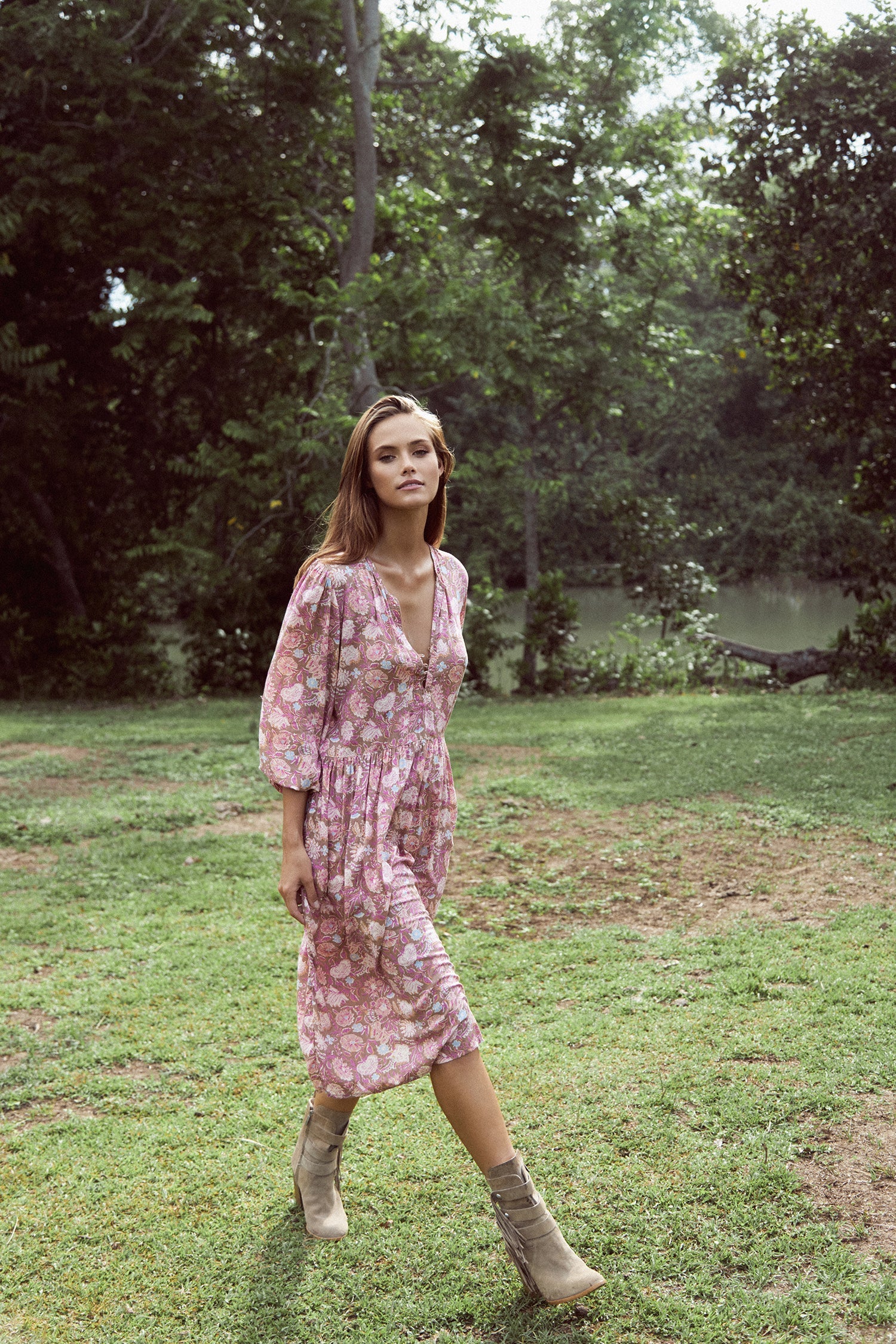 Natalia Dress - Rajasthan Pink/Brown