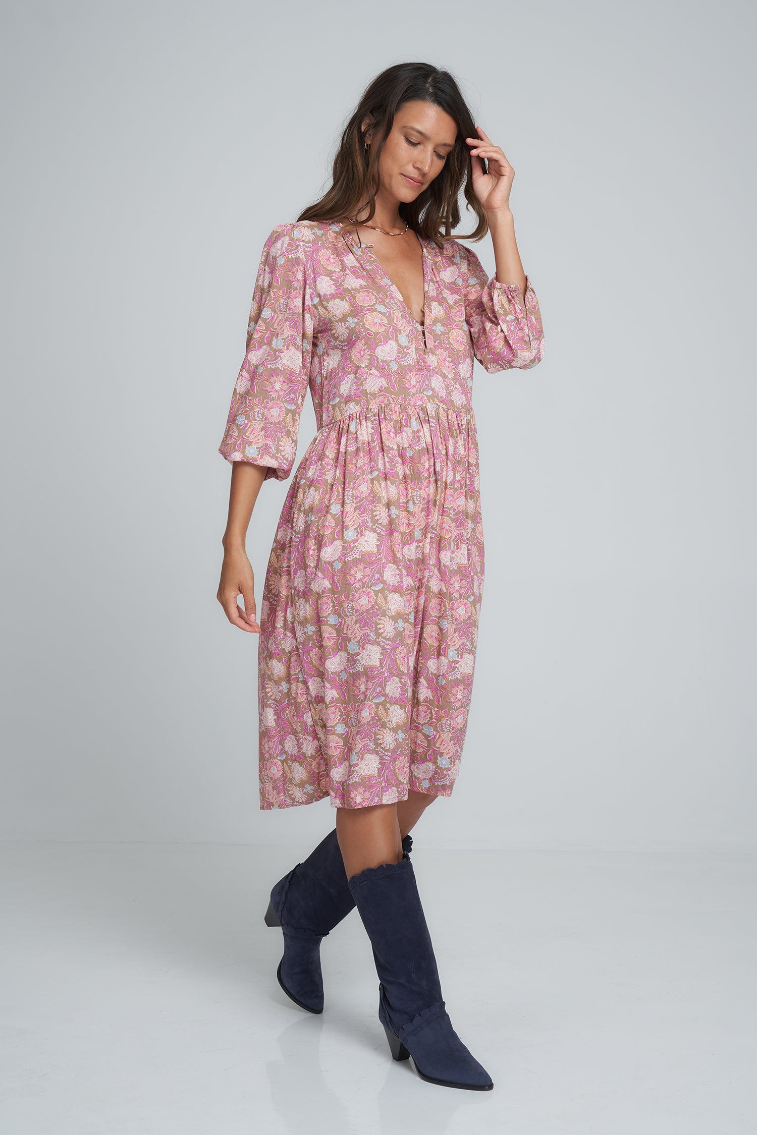 Natalia Dress - Rajasthan Pink/Brown