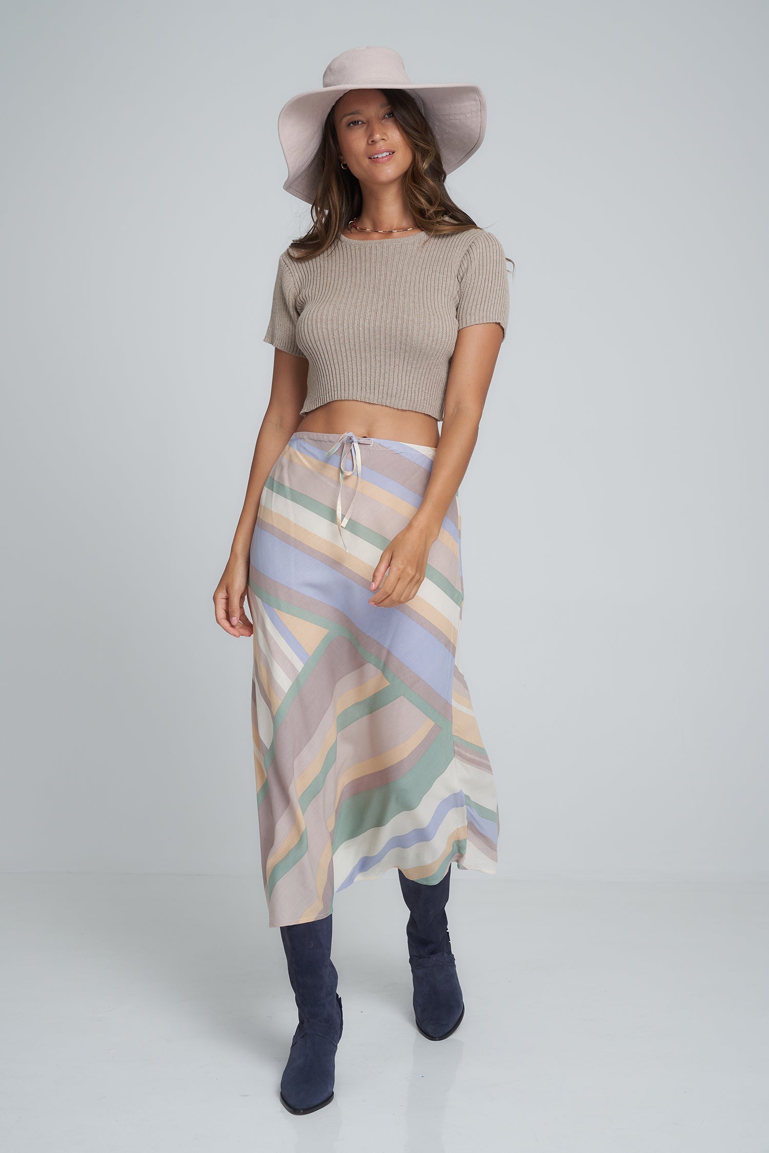 Lunar Skirt - Ocean Retro Stripe