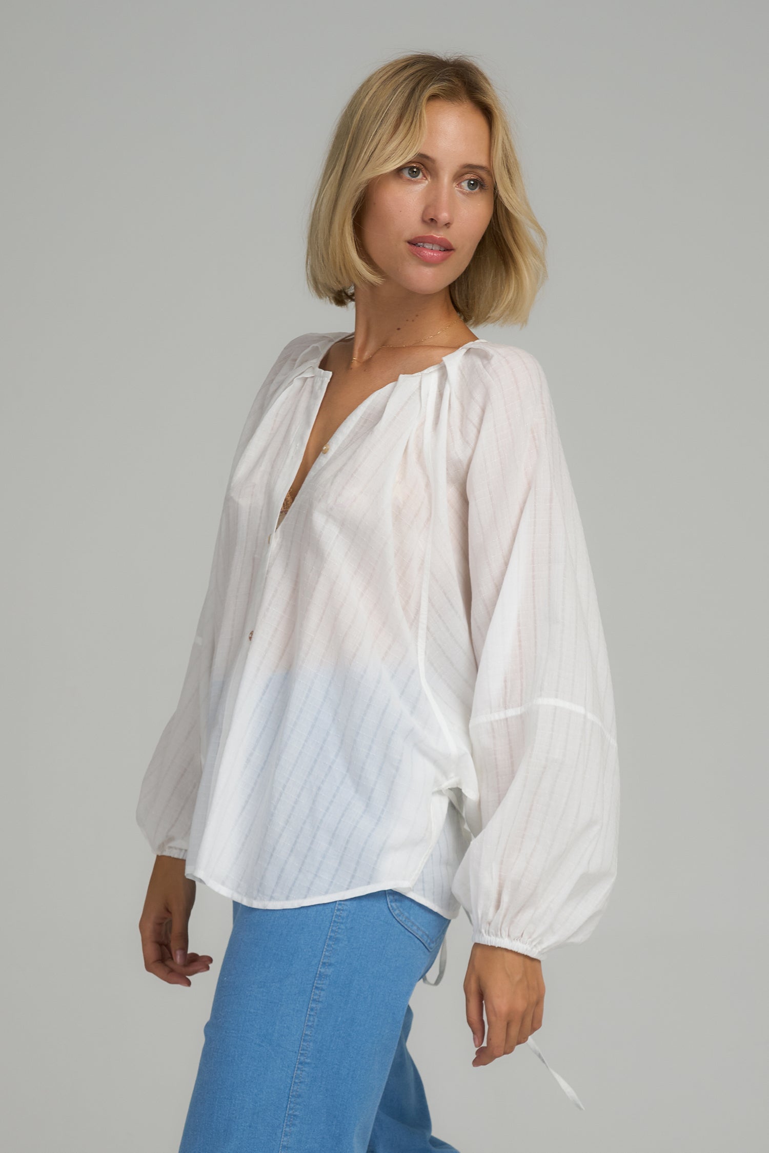 Sienna Textured Cotton Top - Ivory