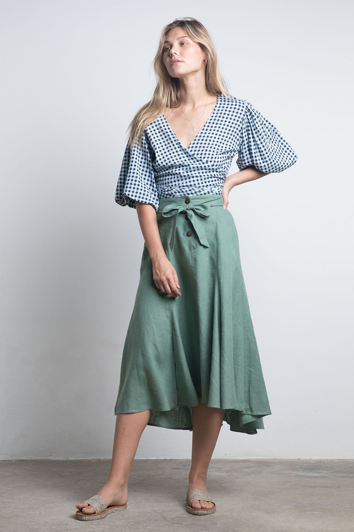 Leaf linen skirt