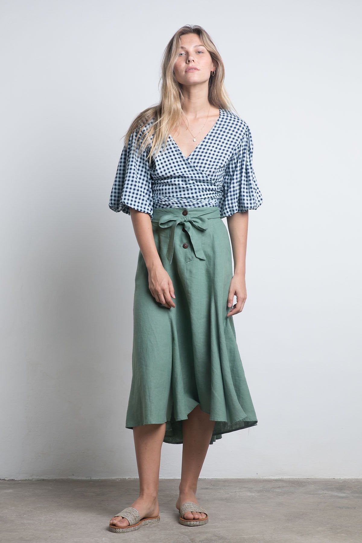 Leaf linen skirt